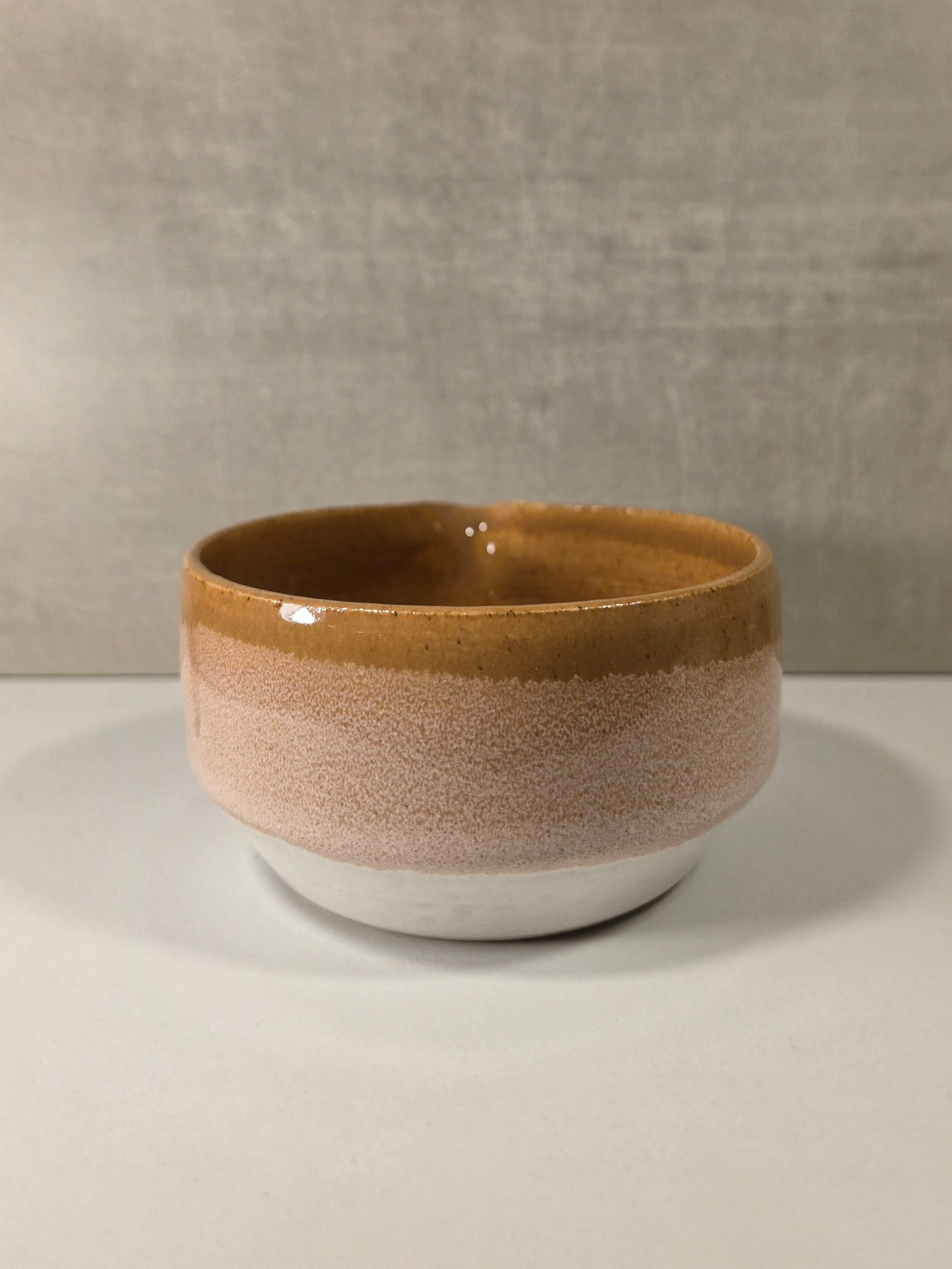Modern Matcha Bowl - Sunset/White Glaze - Orange/Peach/White Ceramic Chawan