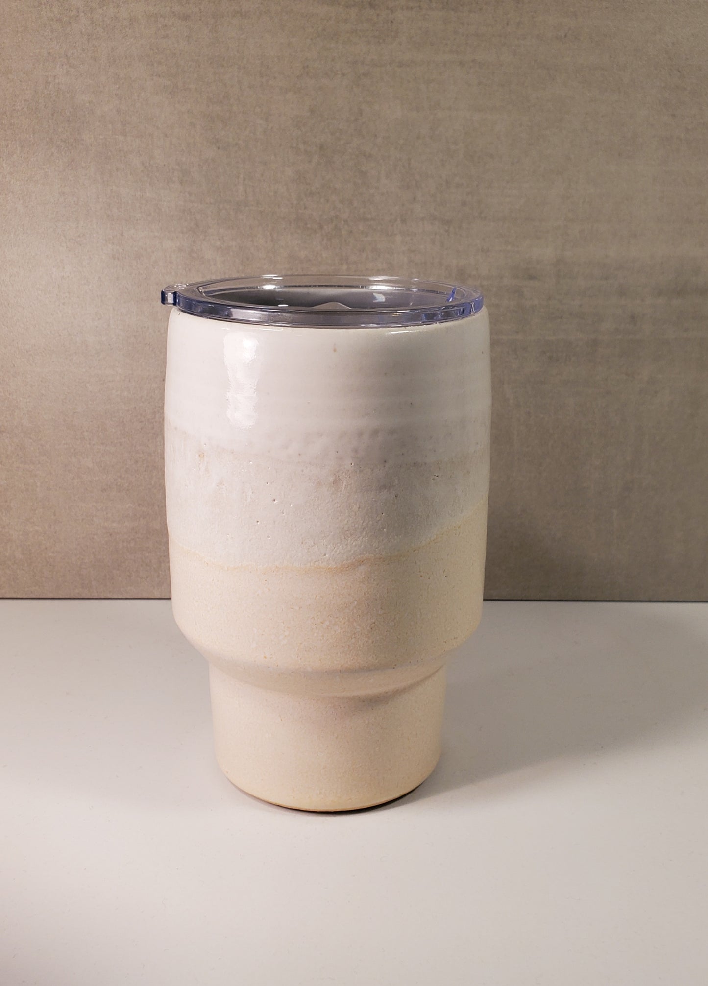Sideline Ceramic Travel Mug (Peach & White Palisade Glaze) - Colorado Pottery