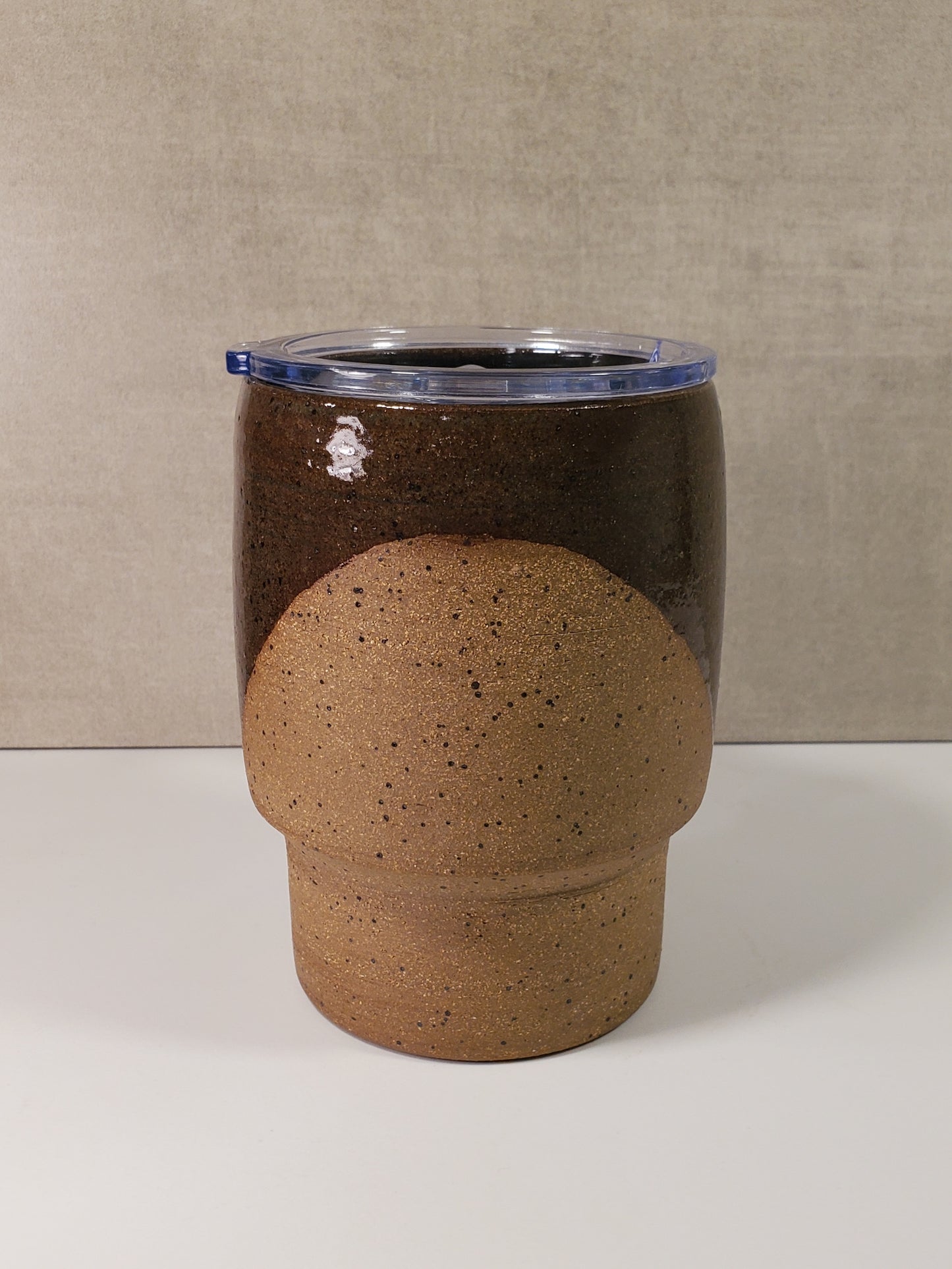 Sideline Ceramic Travel Mug (Blue Spruce Half Dip Glaze) - Ceramic Lidded To Go Mug
