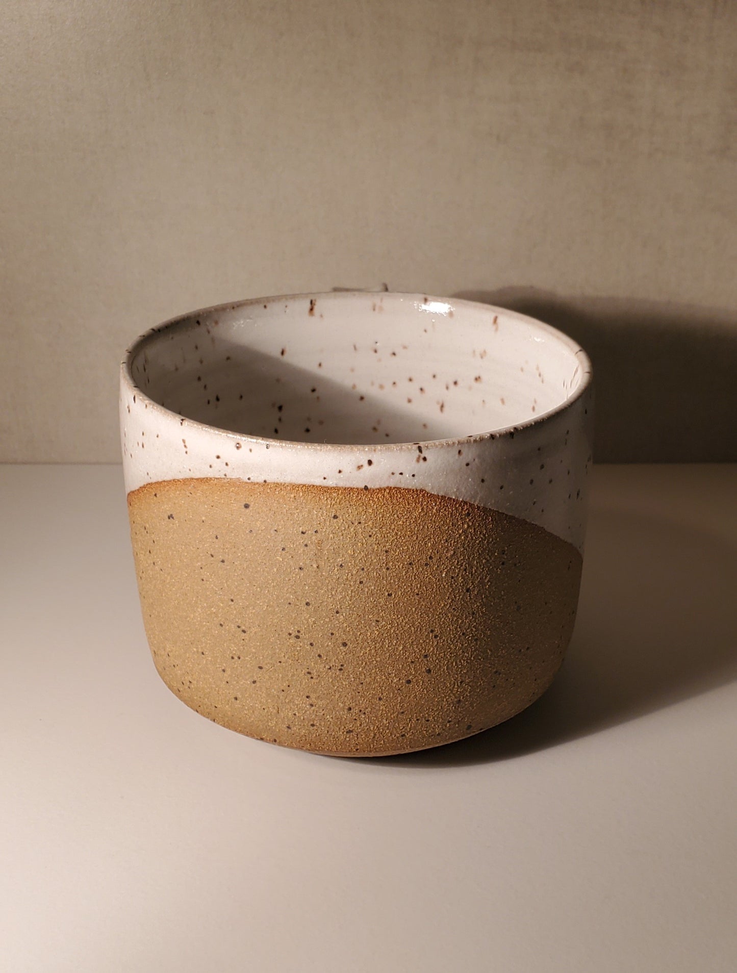 Front Range Modern Speckle Half Dip Mug - White // Colorado Pottery