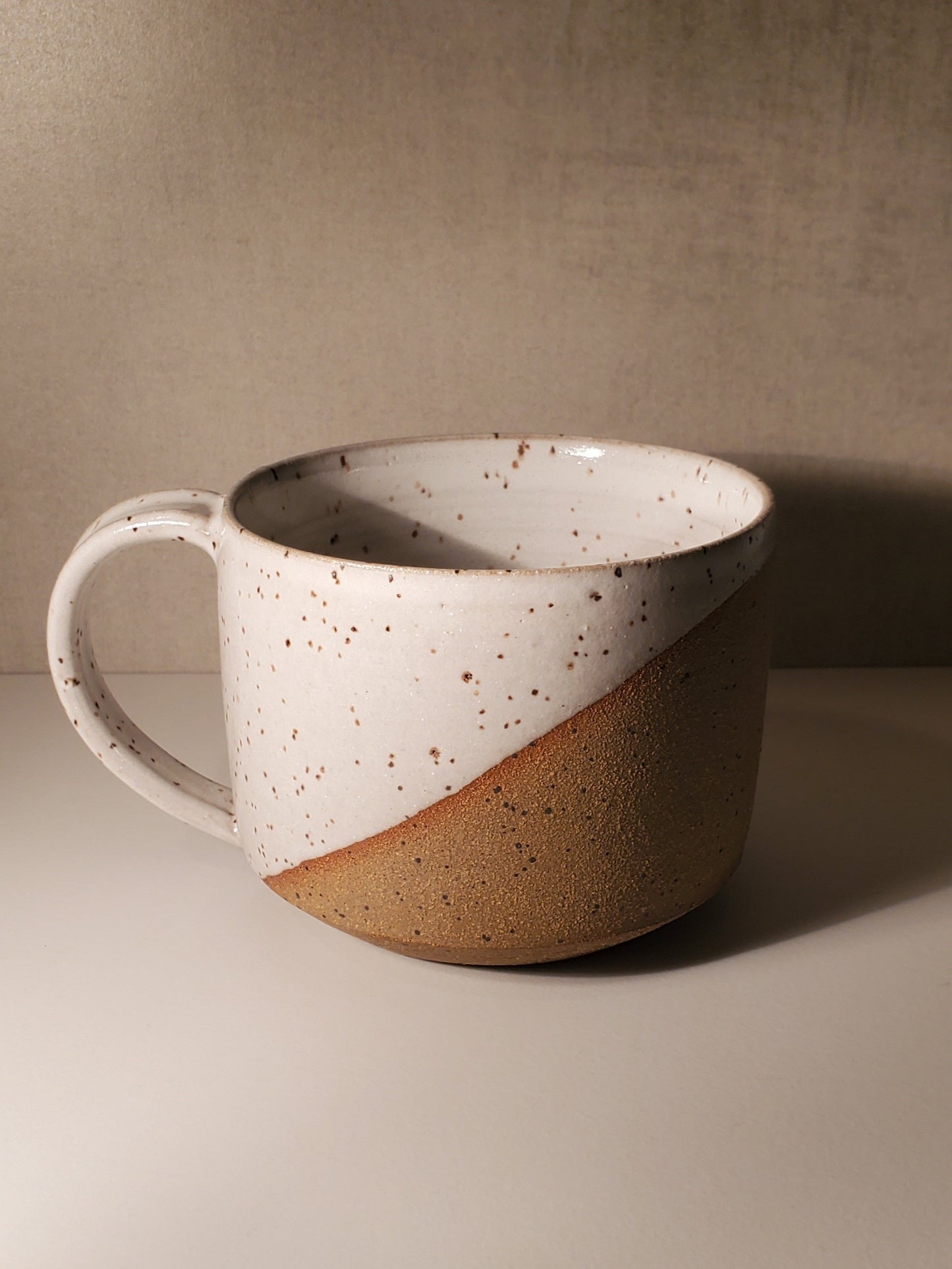 Front Range Modern Speckle Half Dip Mug - White // Colorado Pottery