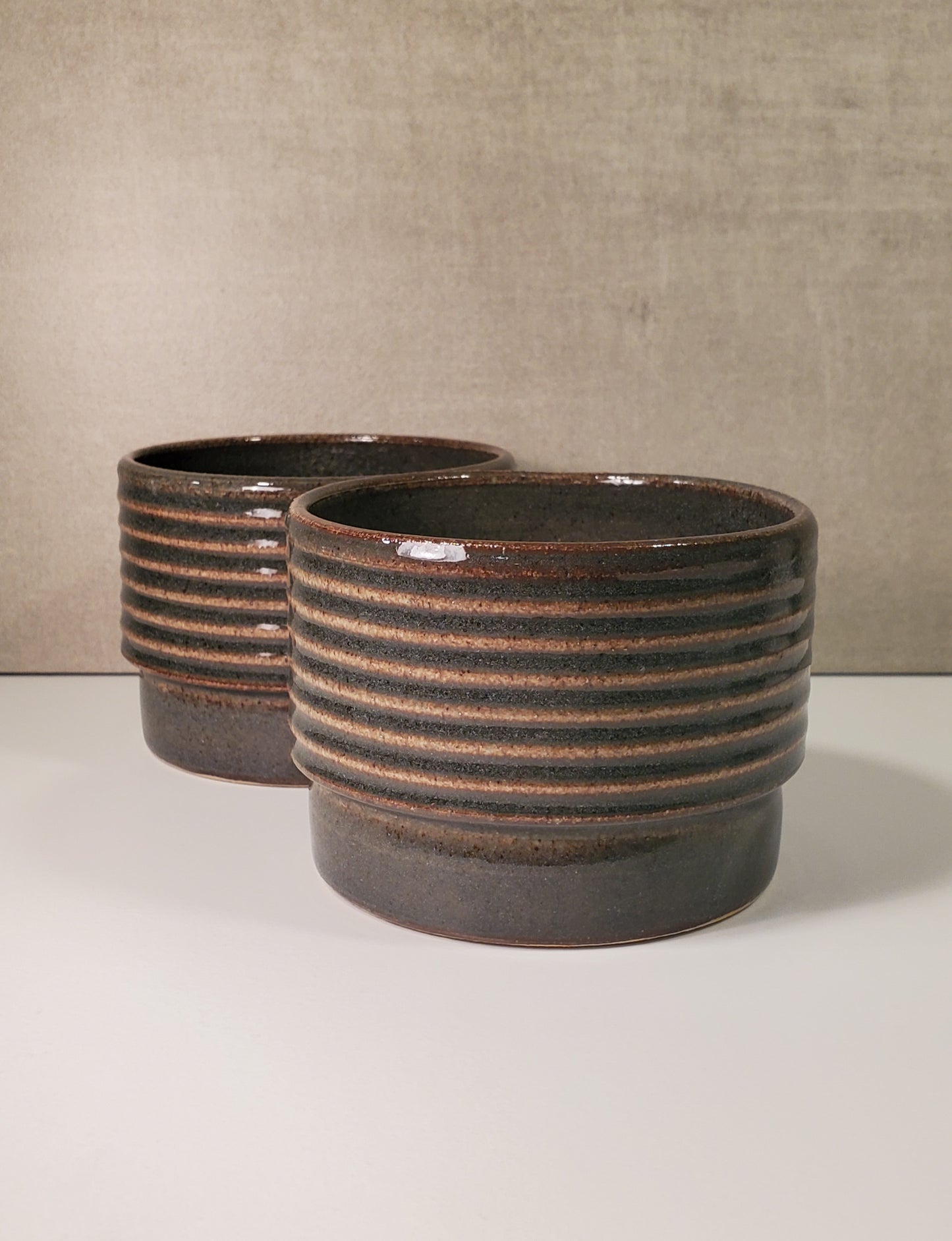 Ribbed Ceramic Cortado Cup - Blue Spruce Glaze / Colorado Pottery