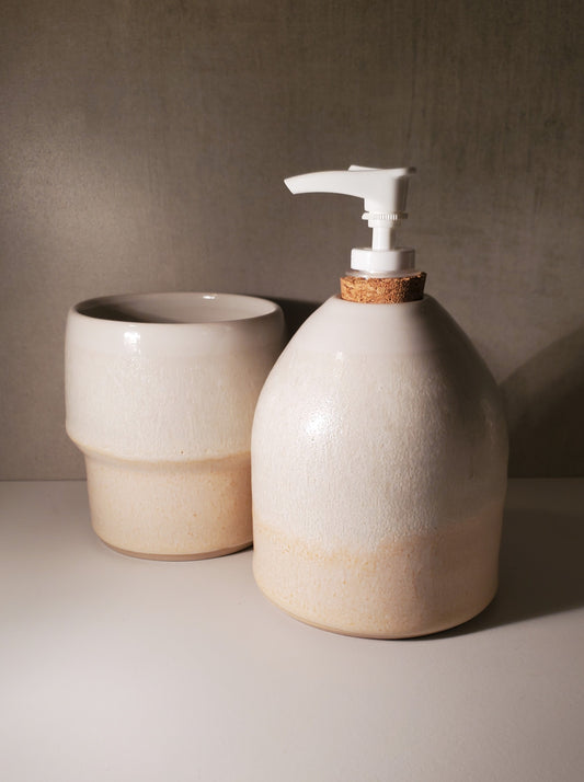 Ceramic Guest Bathroom Soap Dispenser & Tumbler Set (Palisade)