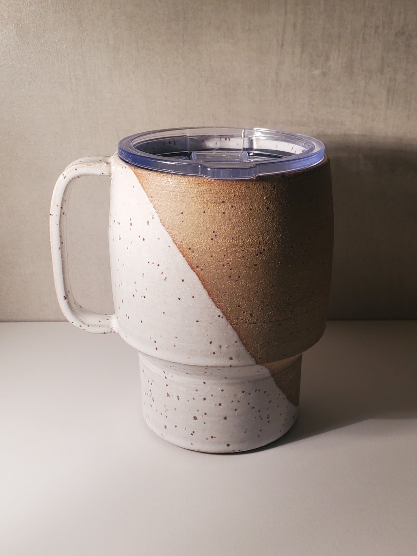 Sideline Travel Mug (Half-Dip In Front Range Modern Speckle Glaze) - Colorado Pottery