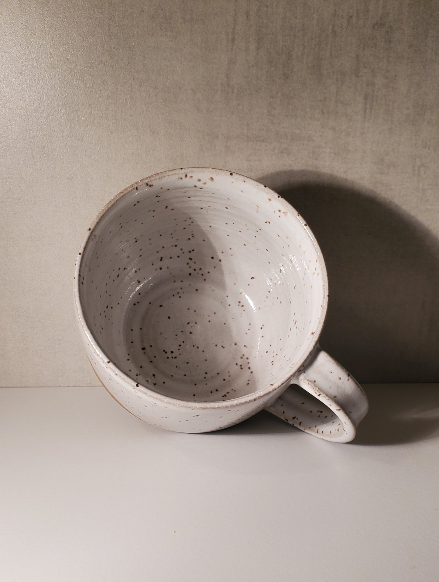 Front Range Modern Speckle Half Dip Mug - White // Colorado Pottery