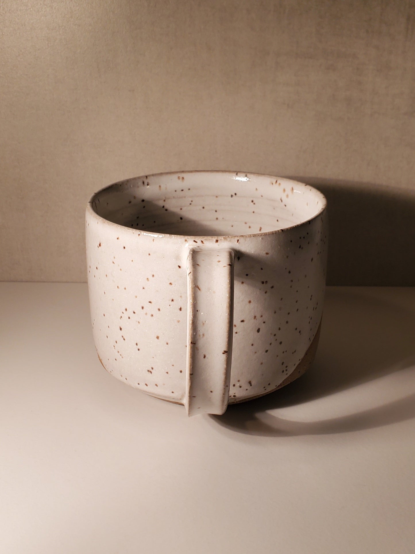 Front Range Modern Speckle Half Dip Mug - White // Colorado Pottery
