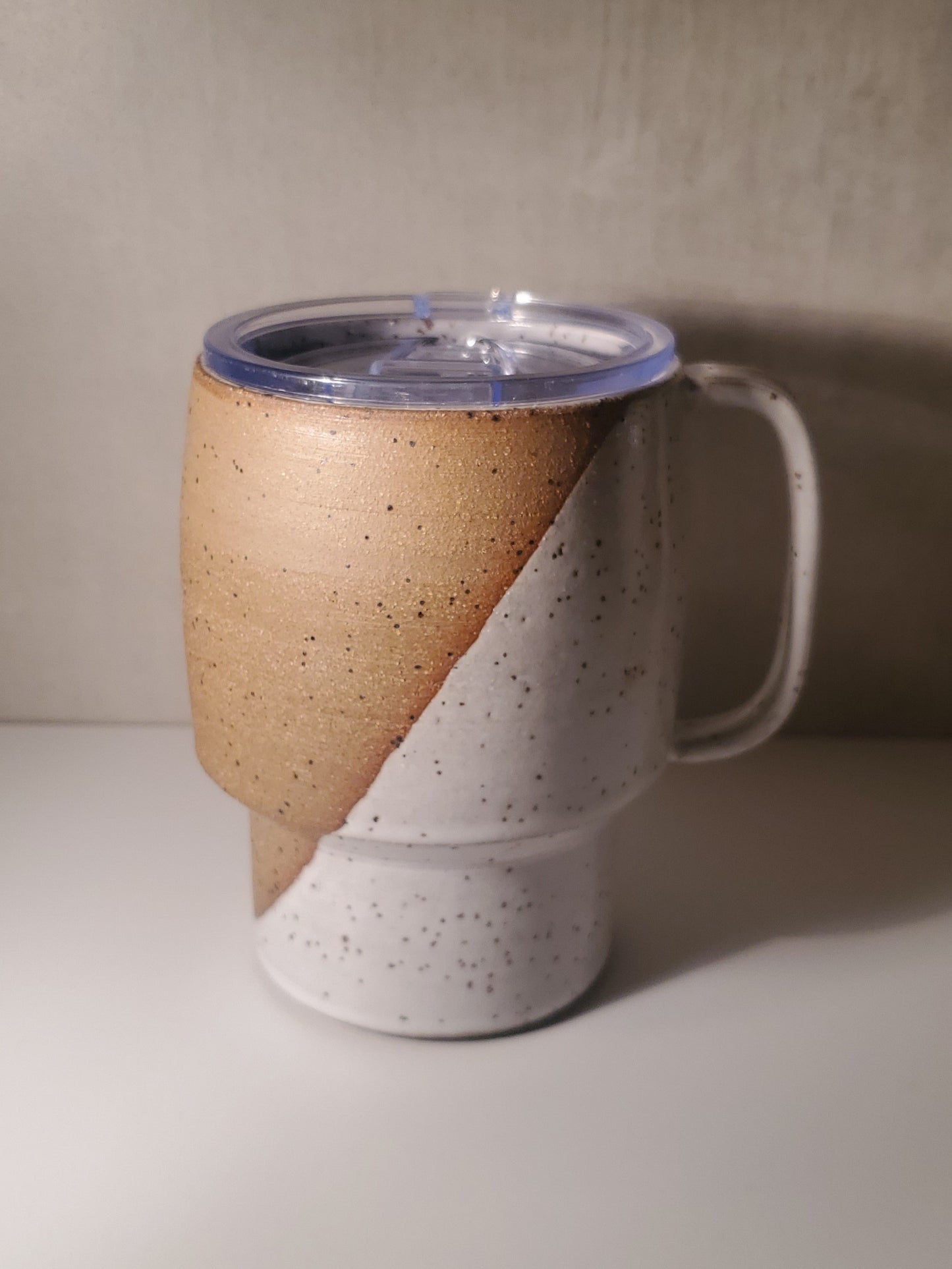 Sideline Travel Mug (Half-Dip In Front Range Modern Speckle Glaze) - Colorado Pottery