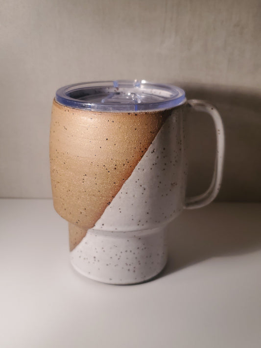 Sideline Travel Mug (Half-Dip In Front Range Modern Speckle Glaze) - Colorado Pottery