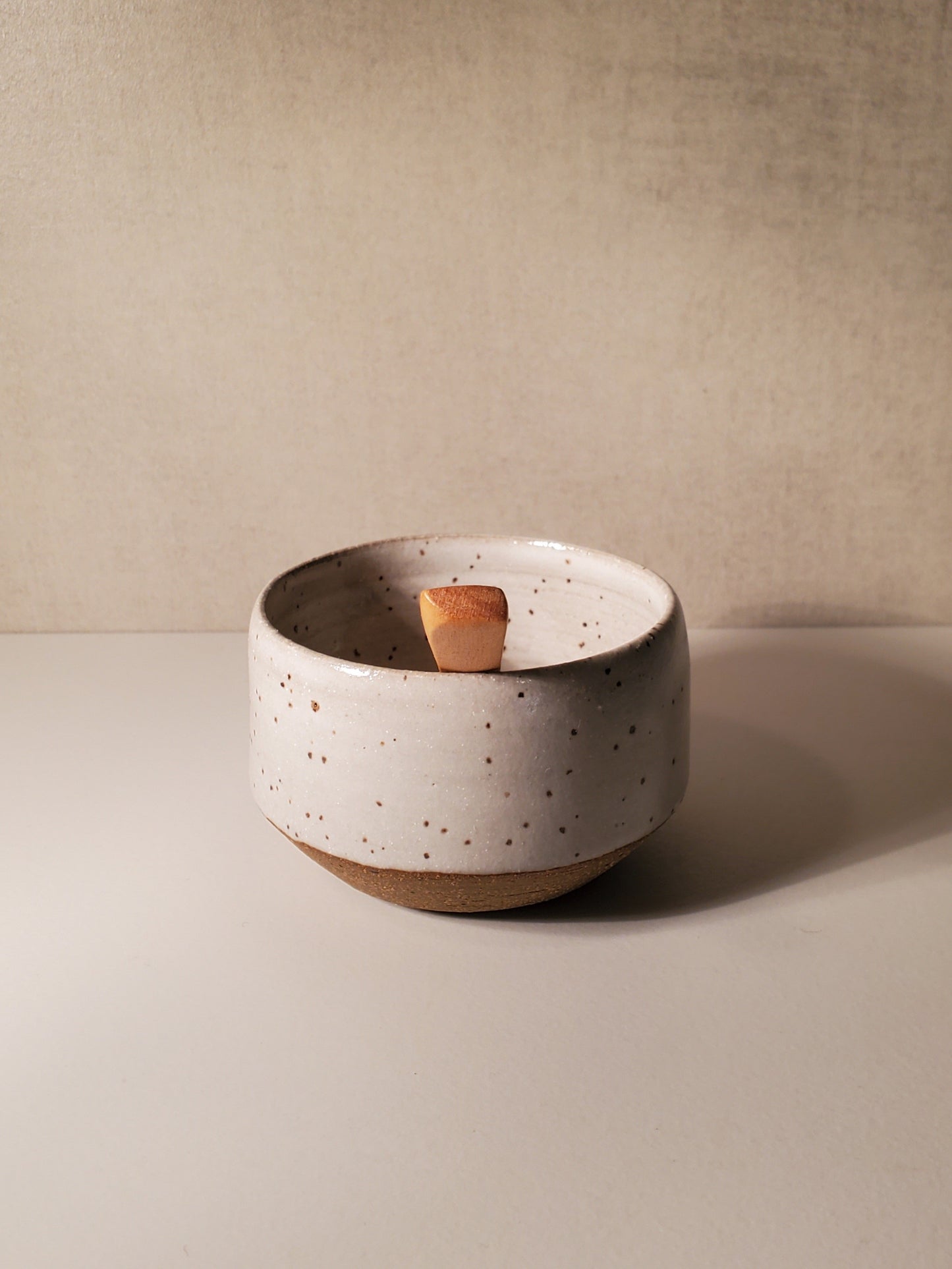 Modern Speckle Salt Bowl w/ Wooden Spoon