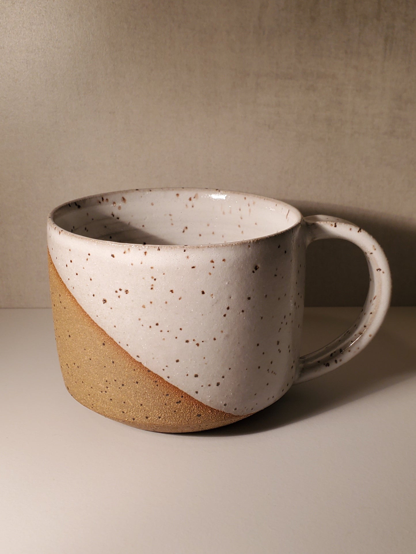 Front Range Modern Speckle Half Dip Mug - White // Colorado Pottery