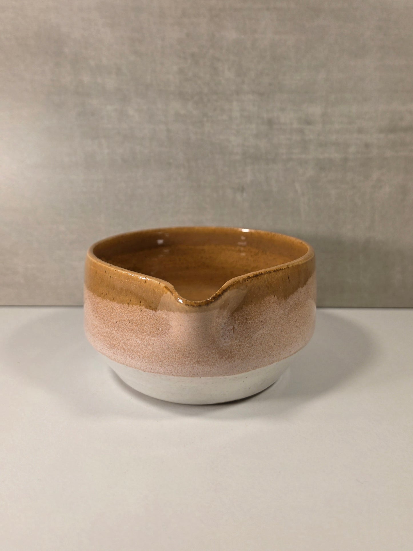 Modern Matcha Bowl - Sunset/White Glaze - Orange/Peach/White Ceramic Chawan