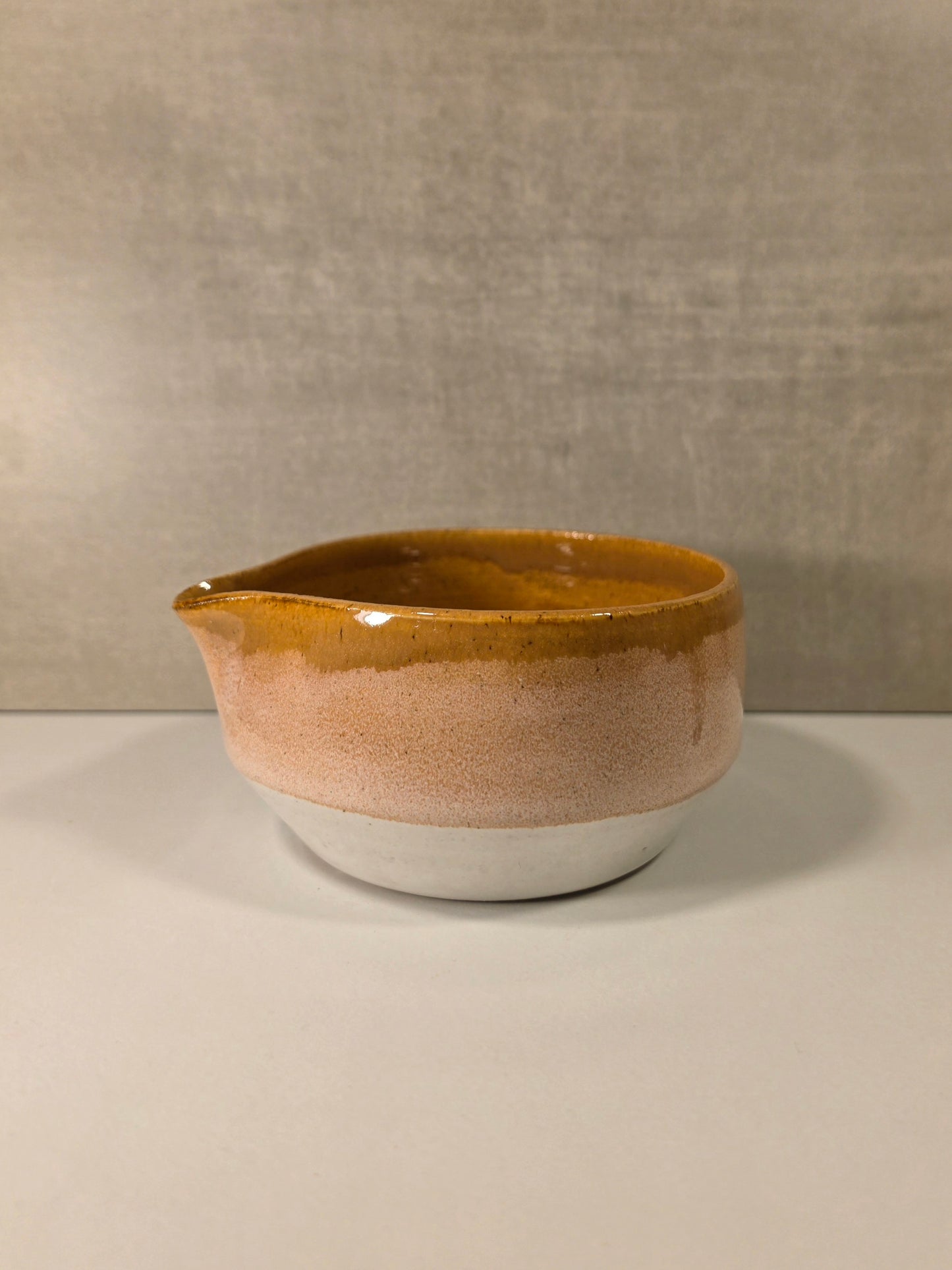 Modern Matcha Bowl - Sunset/White Glaze - Orange/Peach/White Ceramic Chawan