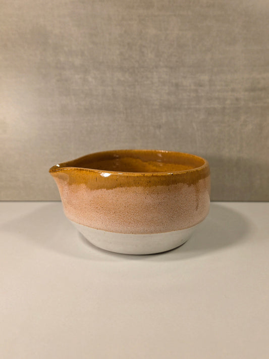 Modern Matcha Bowl - Sunset/White Glaze - Orange/Peach/White Ceramic Chawan