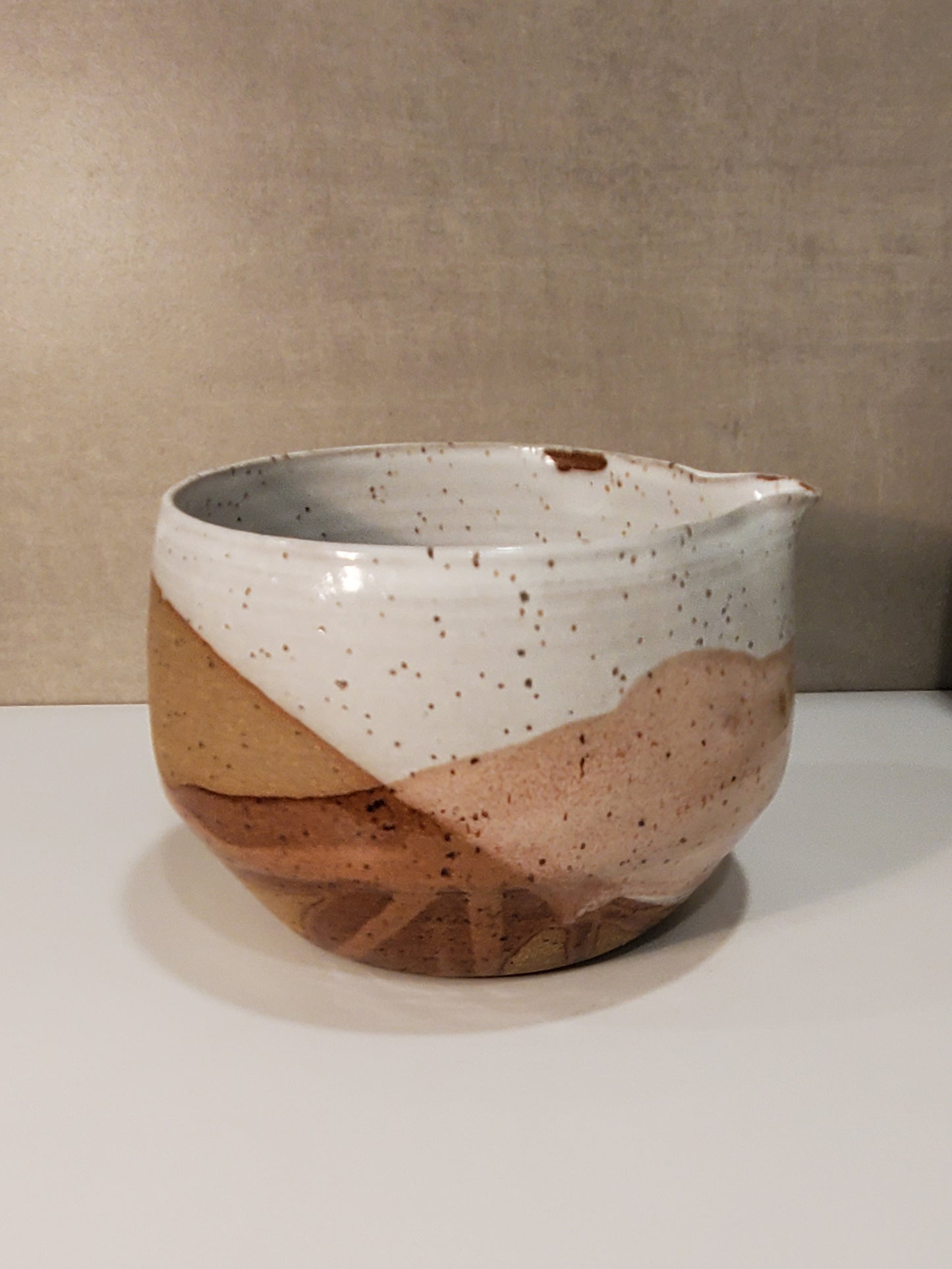 *SECONDS* Ceramic Matcha Bowl - Spouted Bowl // Modern Ceramic Chawan - Sand Dune Glaze