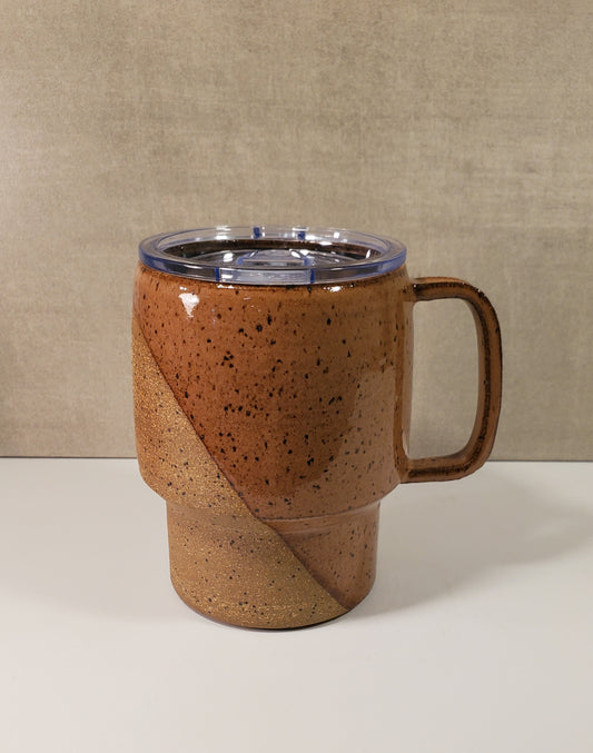 Sideline Travel Mug (Speckled Sunset Glaze) - Ceramic Lidded To Go Mug