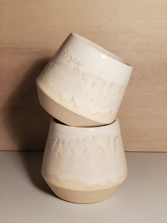 Modern Cocktail Tumblers (Set of 2) - Palisade Glaze Collection - Peach + White Ceramic // Colorado Pottery