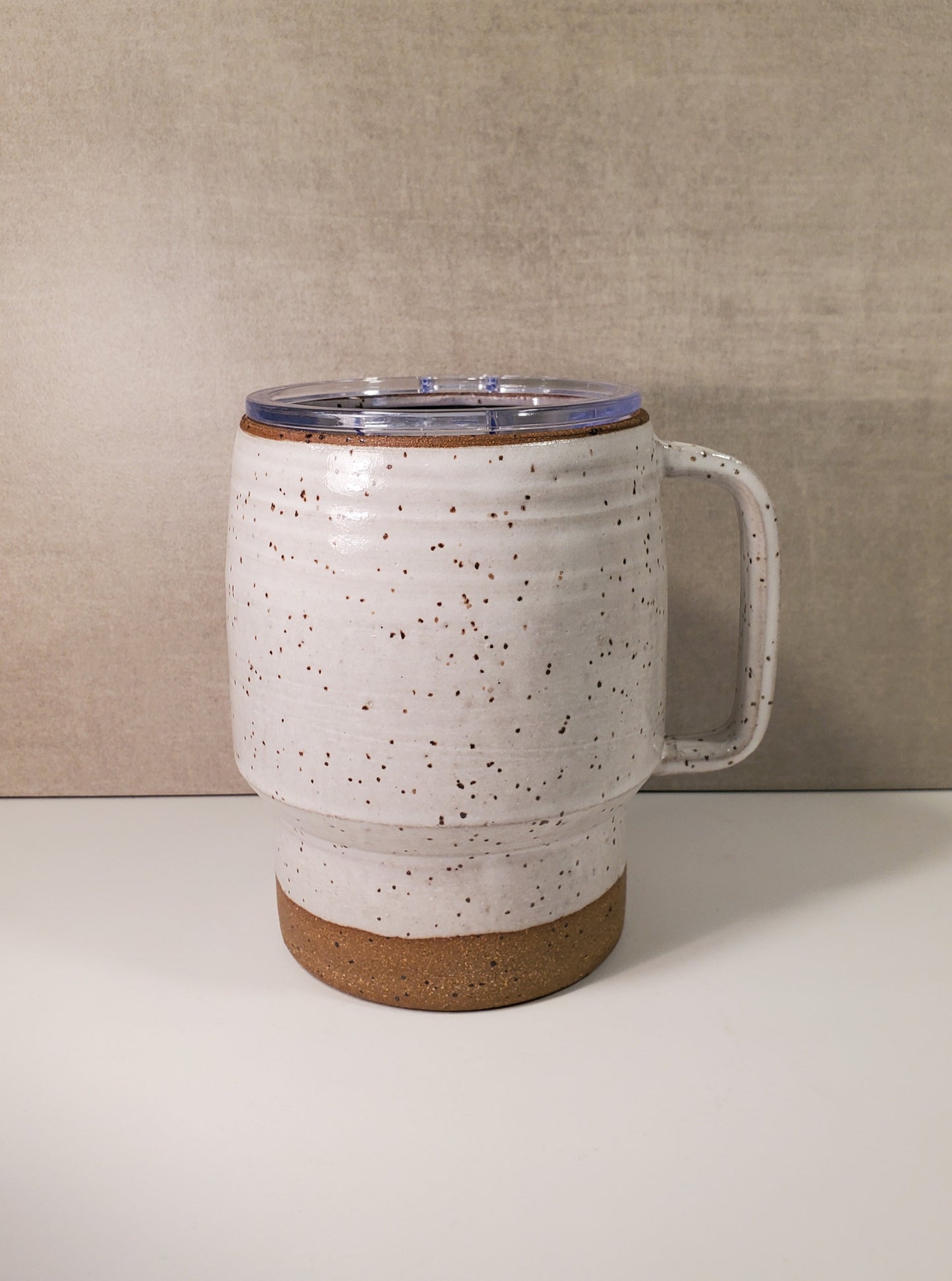Sideline Ceramic Travel Mug (Modern White Speckle Glaze) - Colorado Pottery