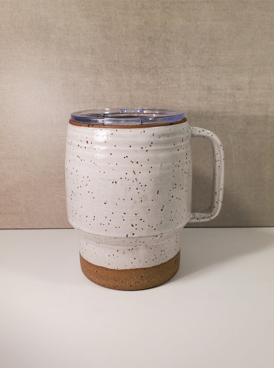 Sideline Ceramic Travel Mug (Modern White Speckle Glaze) - Colorado Pottery