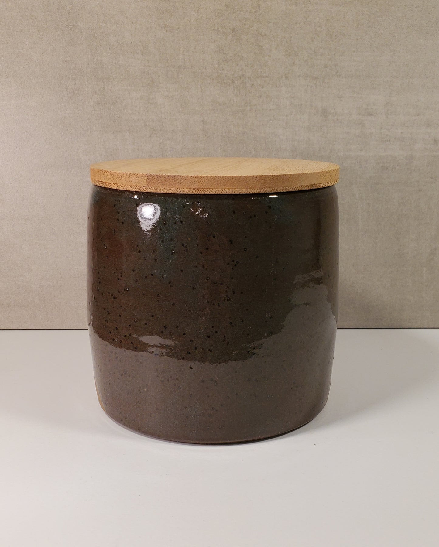 Lidded Ceramic Canister - Blue Spruce Half-Dip Glaze / Colorado Pottery