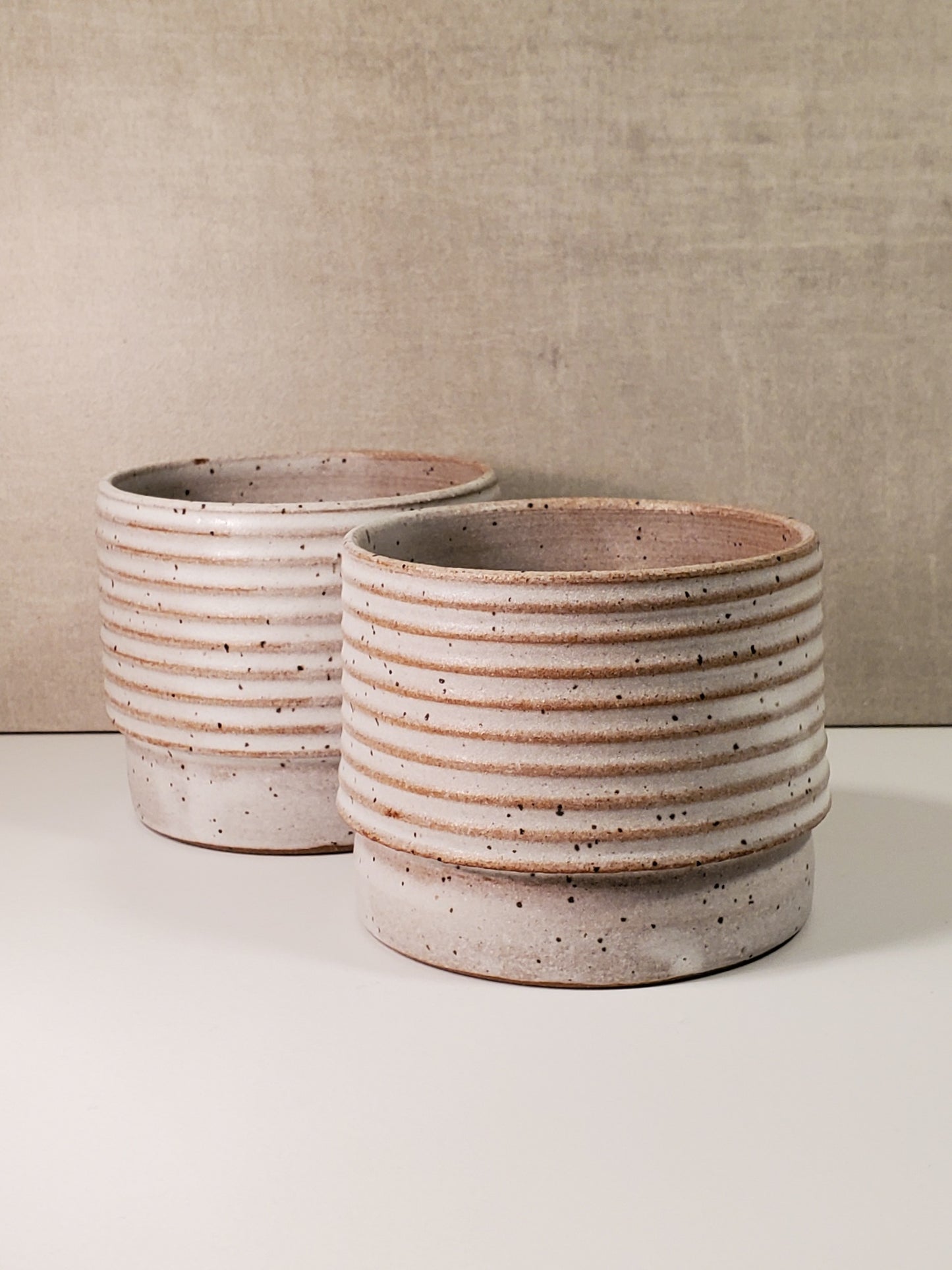Ribbed Ceramic Cortado Cup - Matte White Glaze