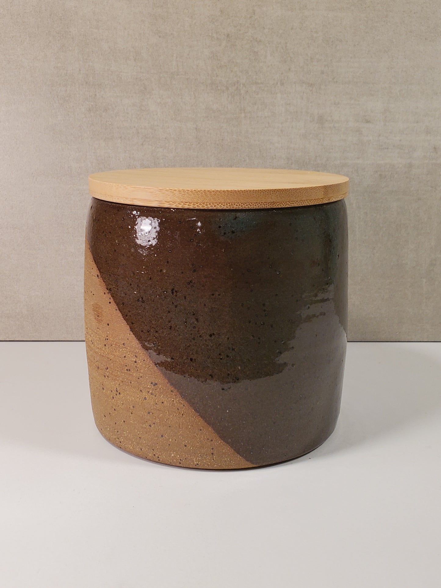 Lidded Ceramic Canister - Blue Spruce Half-Dip Glaze / Colorado Pottery