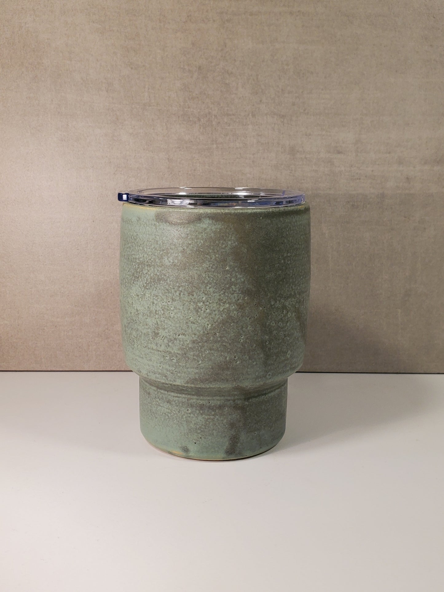 Sideline Ceramic Travel Mug (Alpine Tudra Glaze) - Handmade Lidded To Go Mug