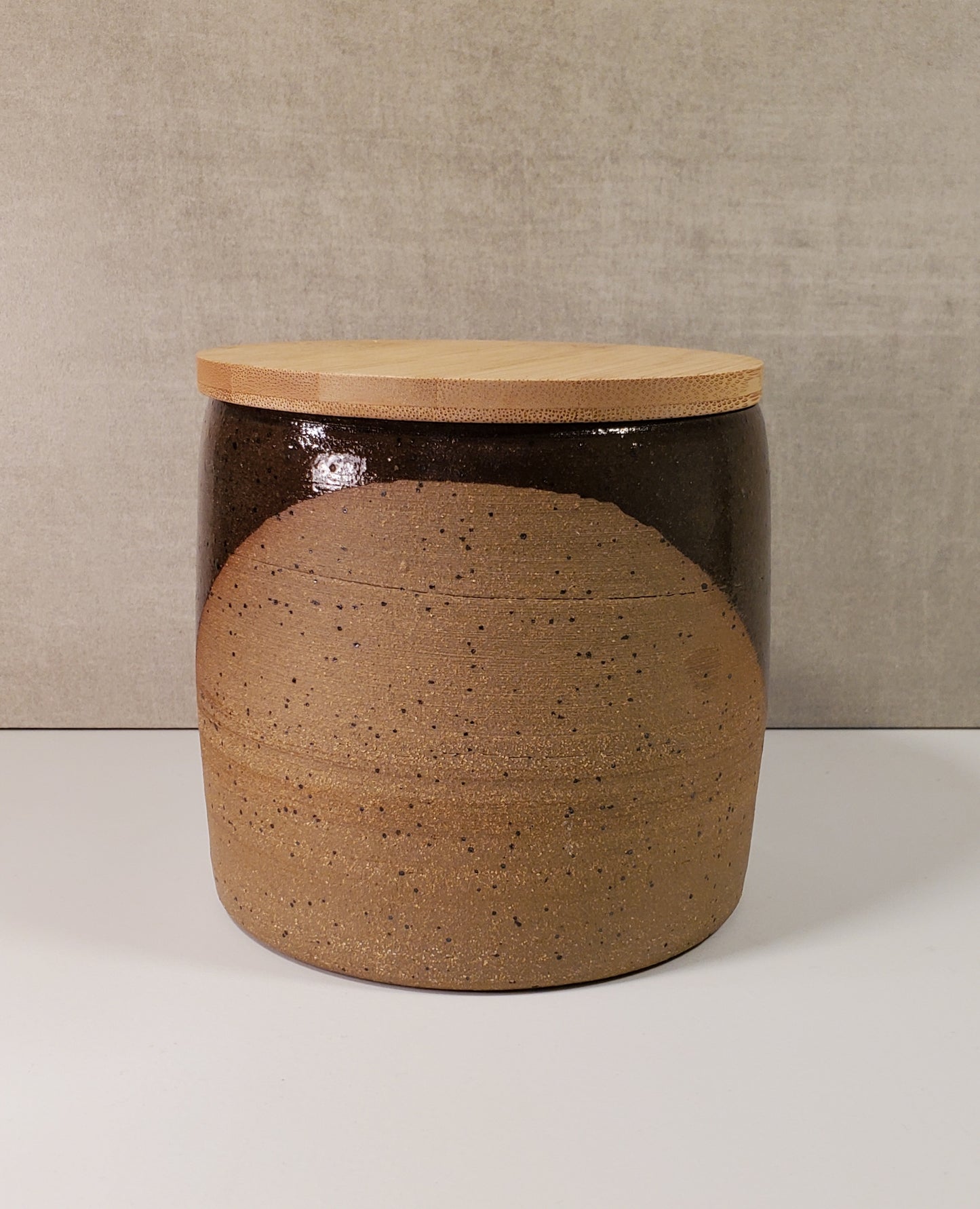 Lidded Ceramic Canister - Blue Spruce Half-Dip Glaze / Colorado Pottery