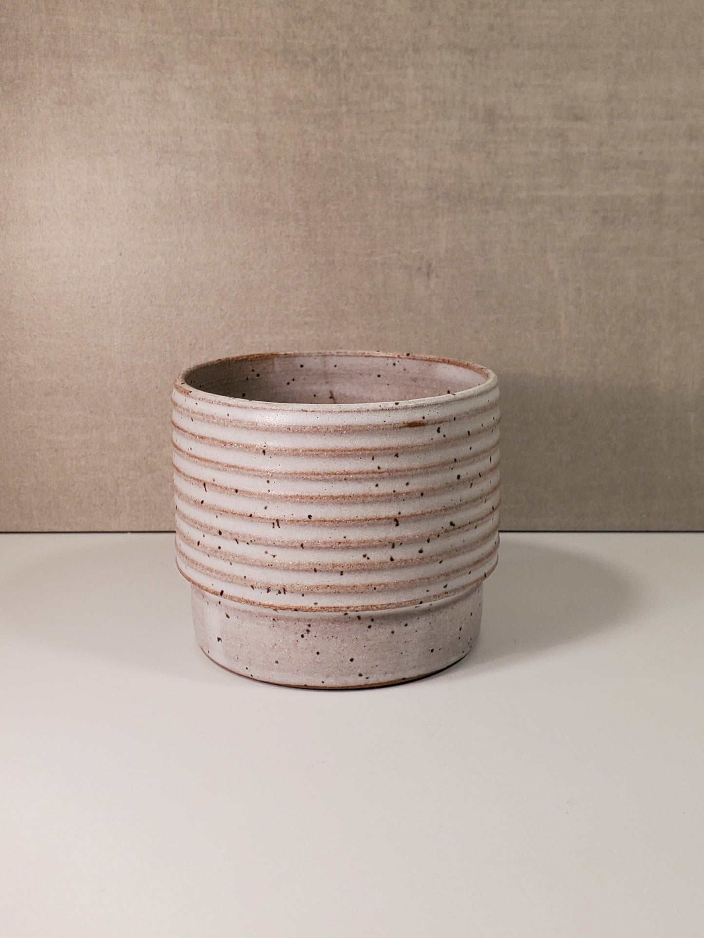 Ribbed Ceramic Cortado Cup - Matte White Glaze