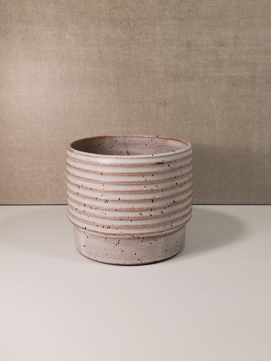 Ribbed Ceramic Cortado Cup - Matte White Glaze