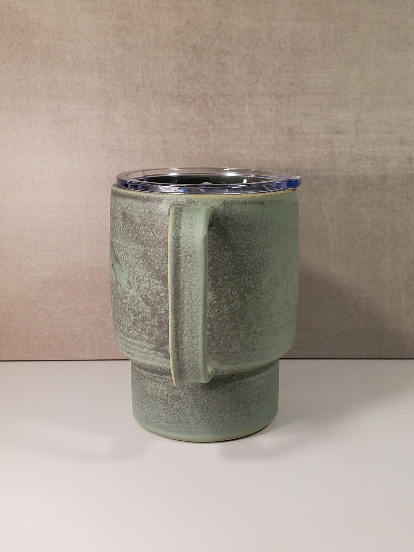 Sideline Ceramic Travel Mug (Alpine Tudra Glaze) - Handmade Lidded To Go Mug
