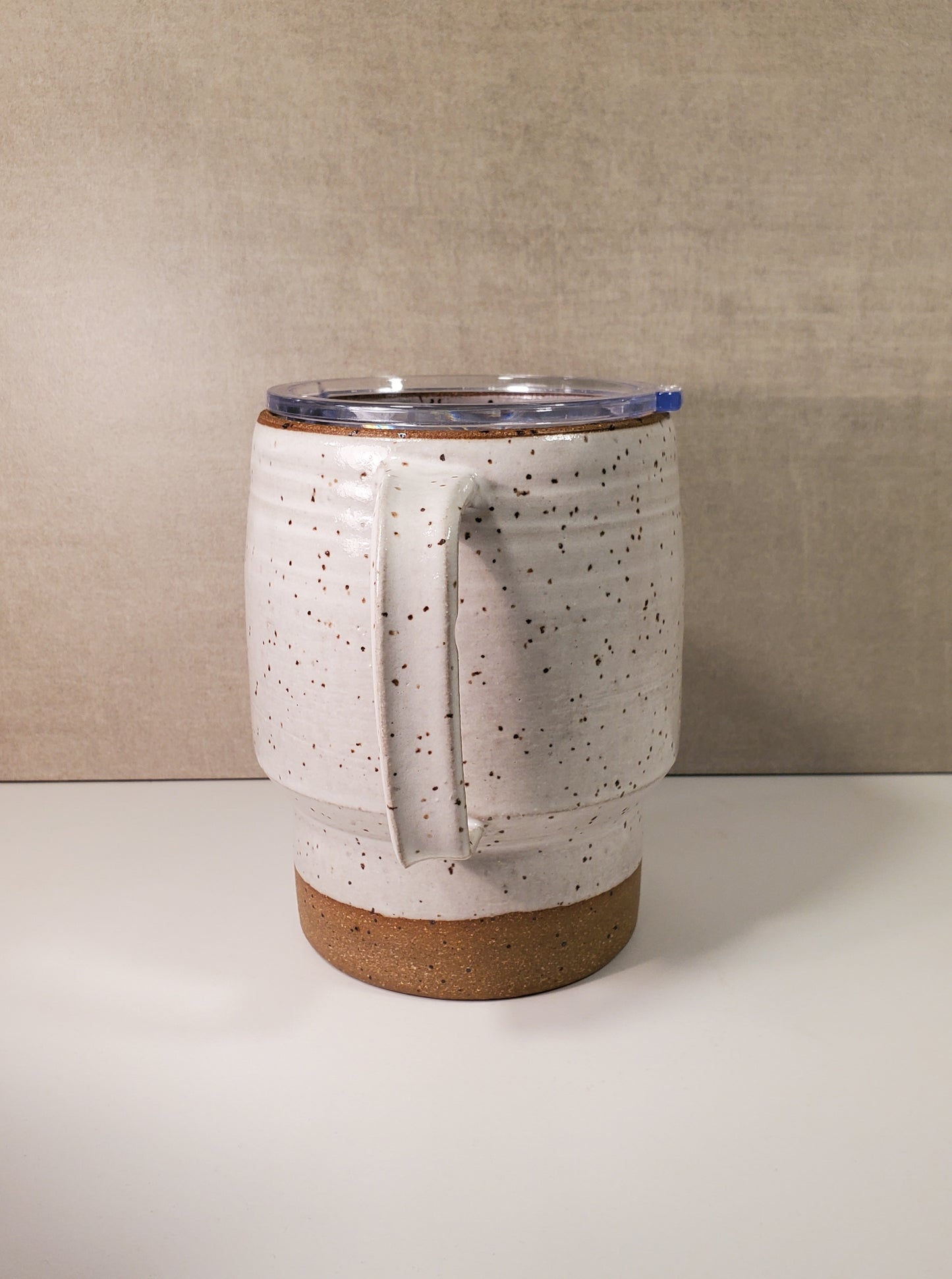 Sideline Ceramic Travel Mug (Modern White Speckle Glaze) - Colorado Pottery