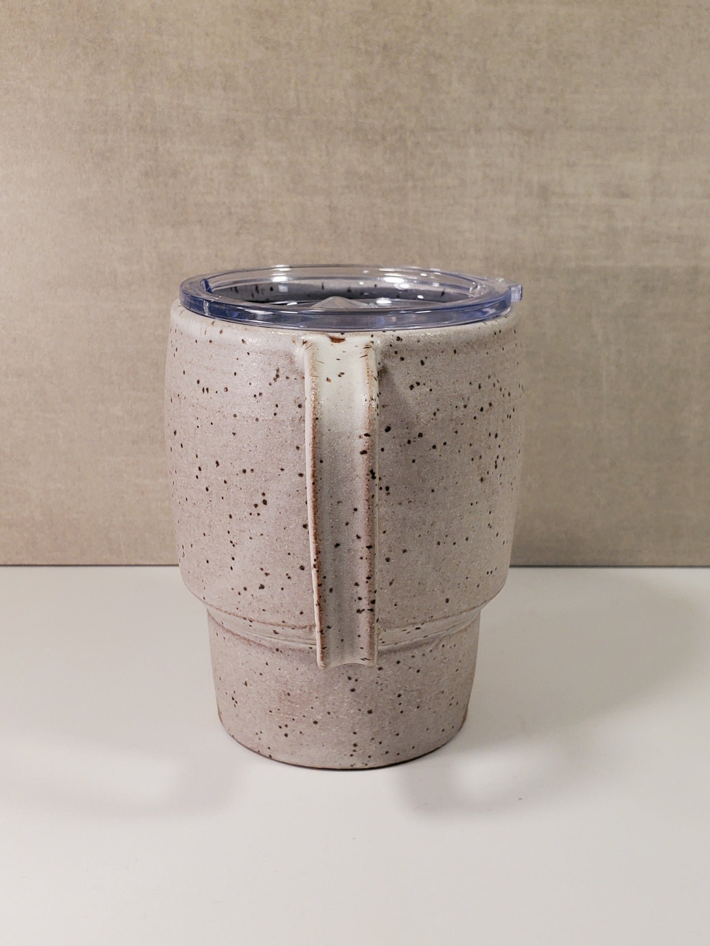 Sideline Travel Mug (Matte White Speckle Glaze) - Colorado Pottery