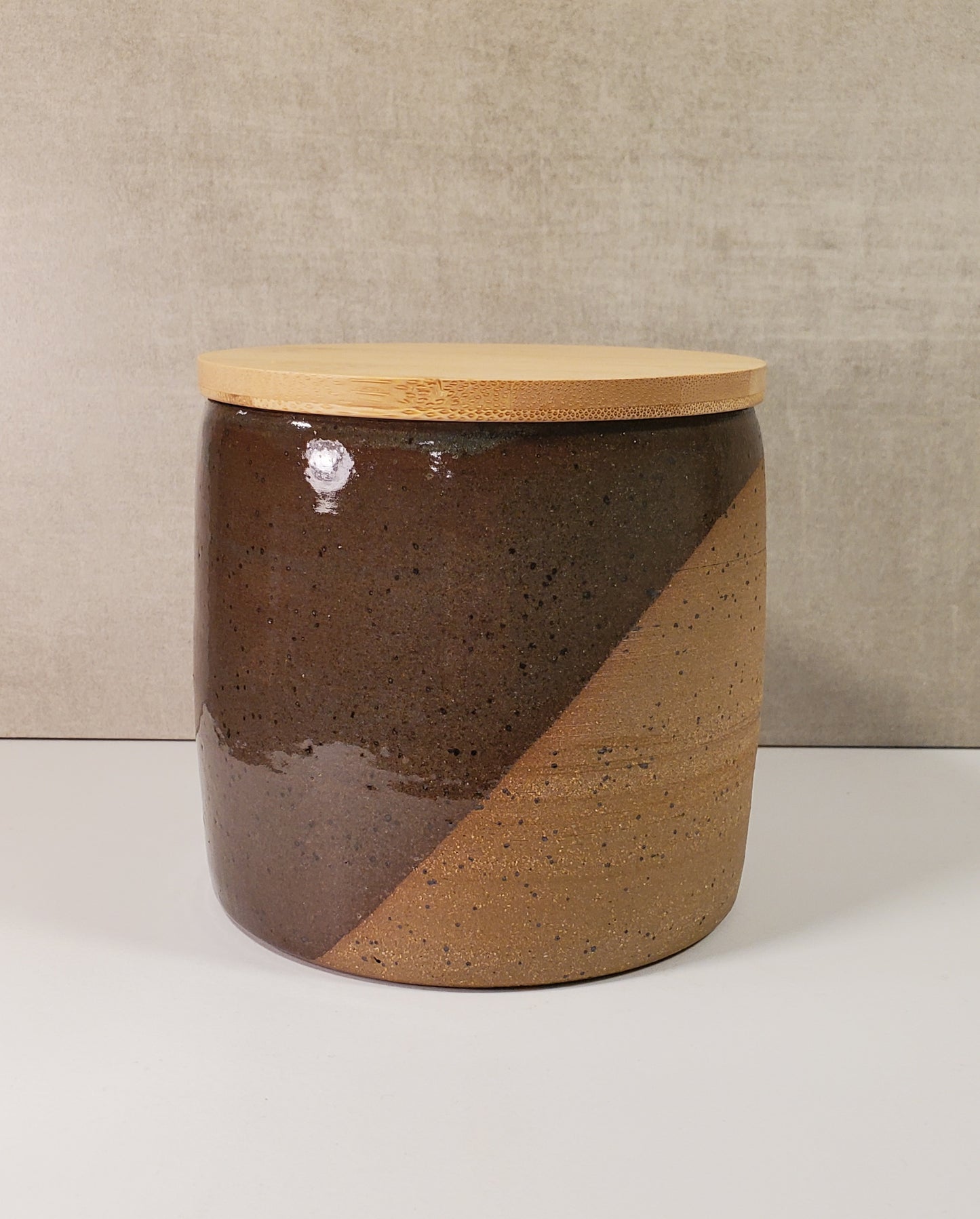 Lidded Ceramic Canister - Blue Spruce Half-Dip Glaze / Colorado Pottery