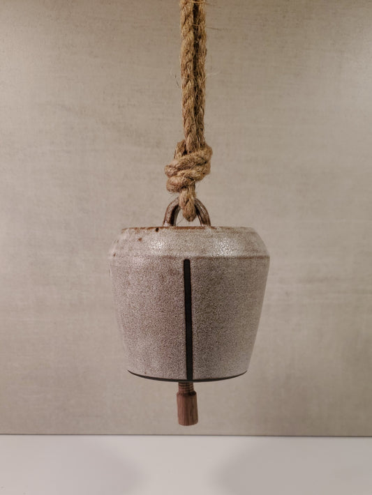 Hanging, Wheel Thrown Ceramic Bell - Nouvelle Collection (Red Rocks Stripe)