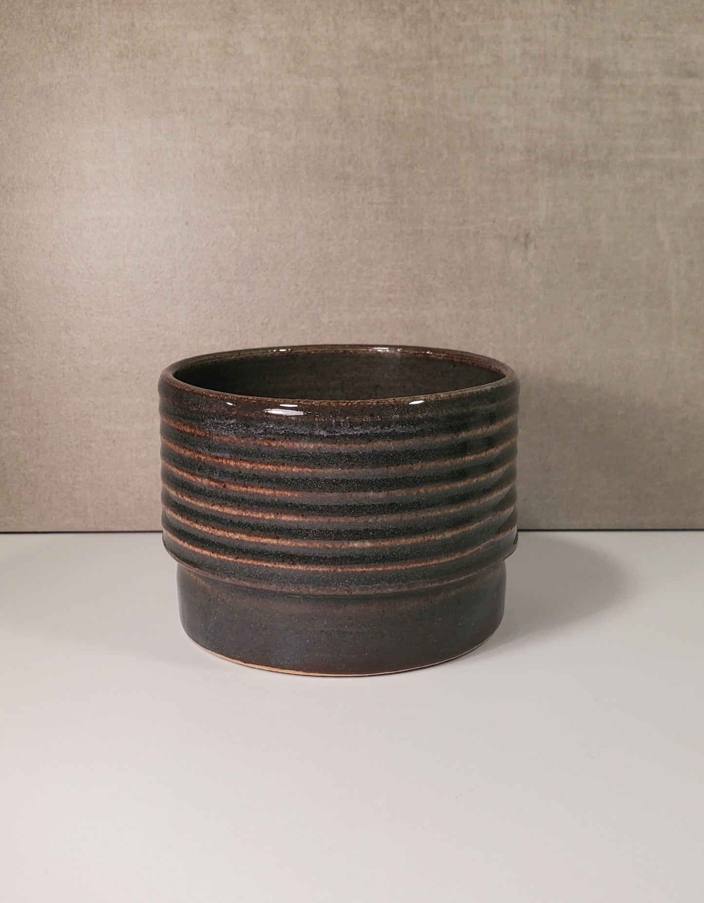 Ribbed Ceramic Cortado Cup - Blue Spruce Glaze / Colorado Pottery