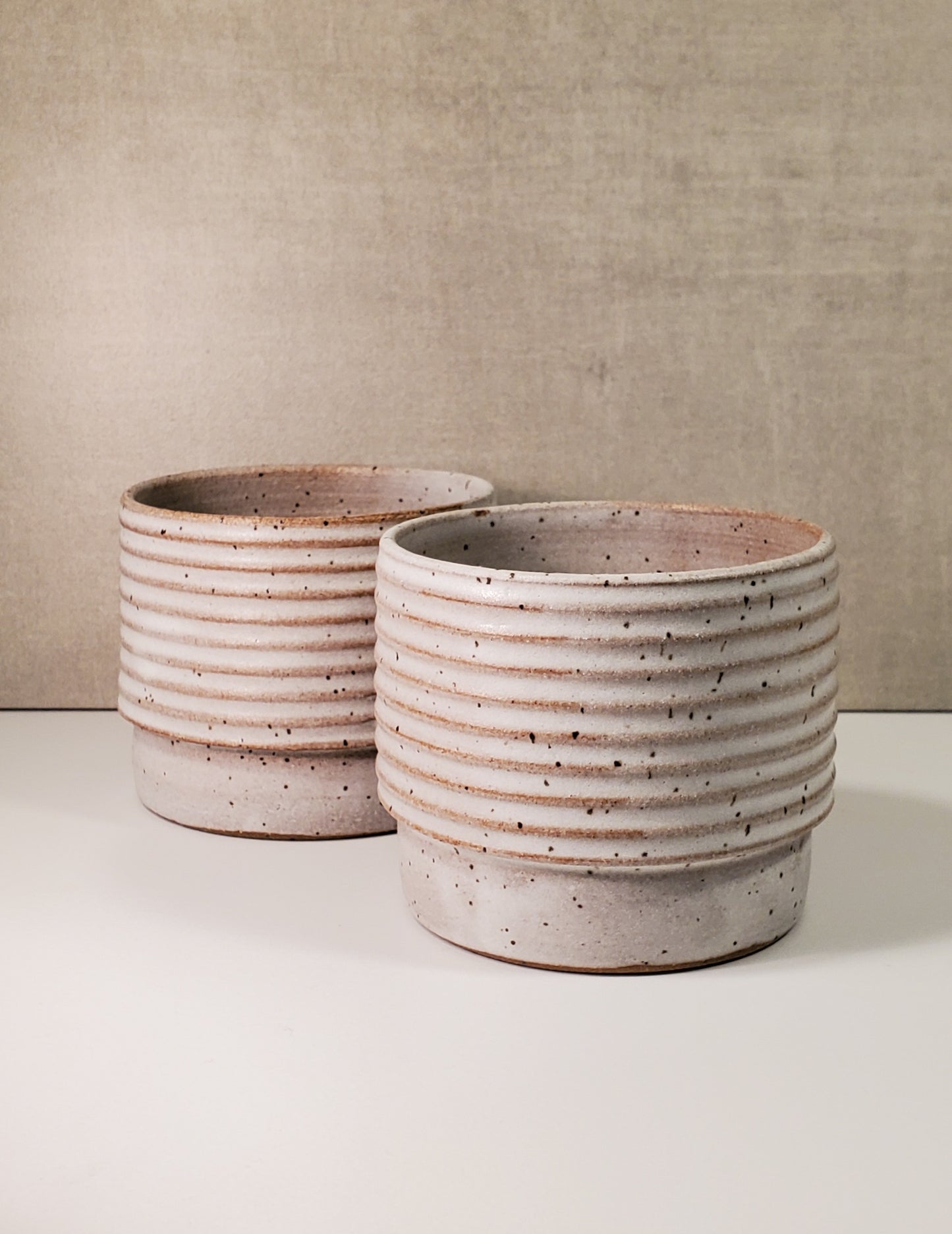 Ribbed Ceramic Cortado Cup - Matte White Glaze