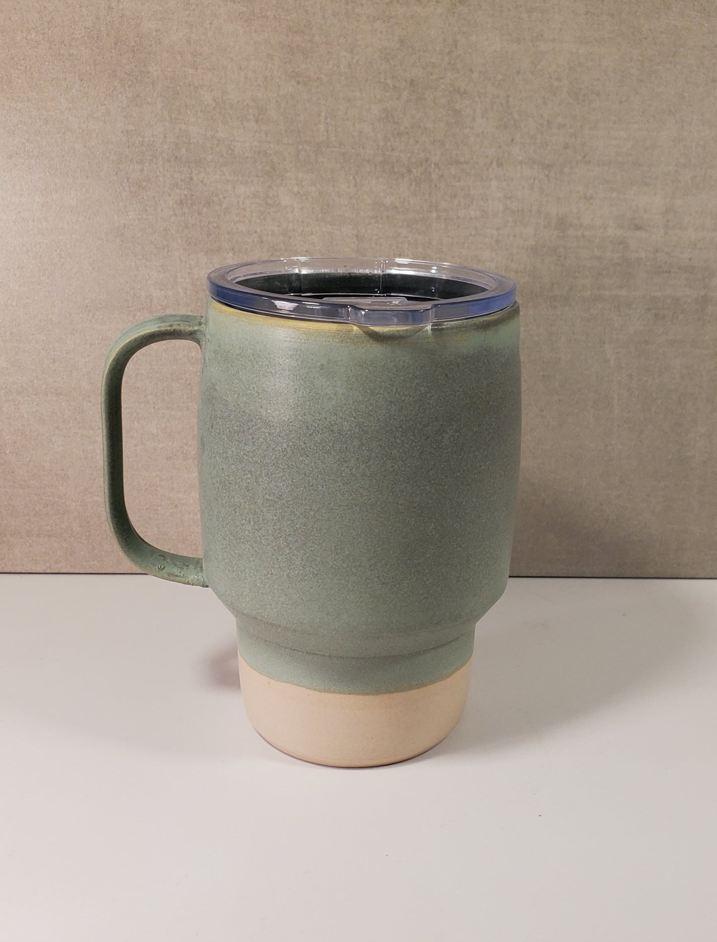 Sideline Ceramic Travel Mug (Alpine Tudra Glaze) - Handmade Lidded To Go Mug