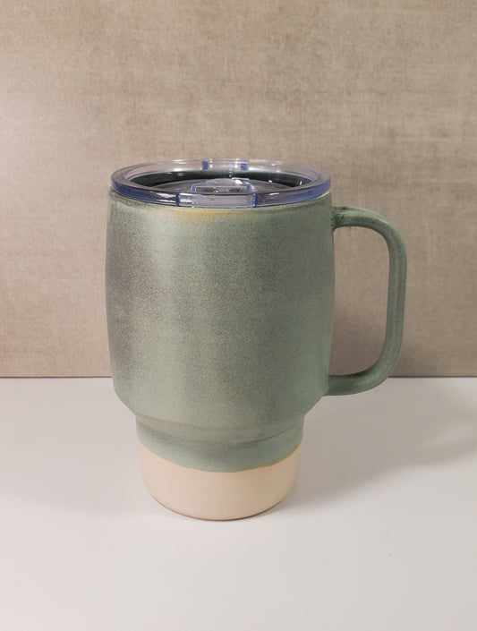 Sideline Ceramic Travel Mug (Alpine Tudra Glaze) - Handmade Lidded To Go Mug