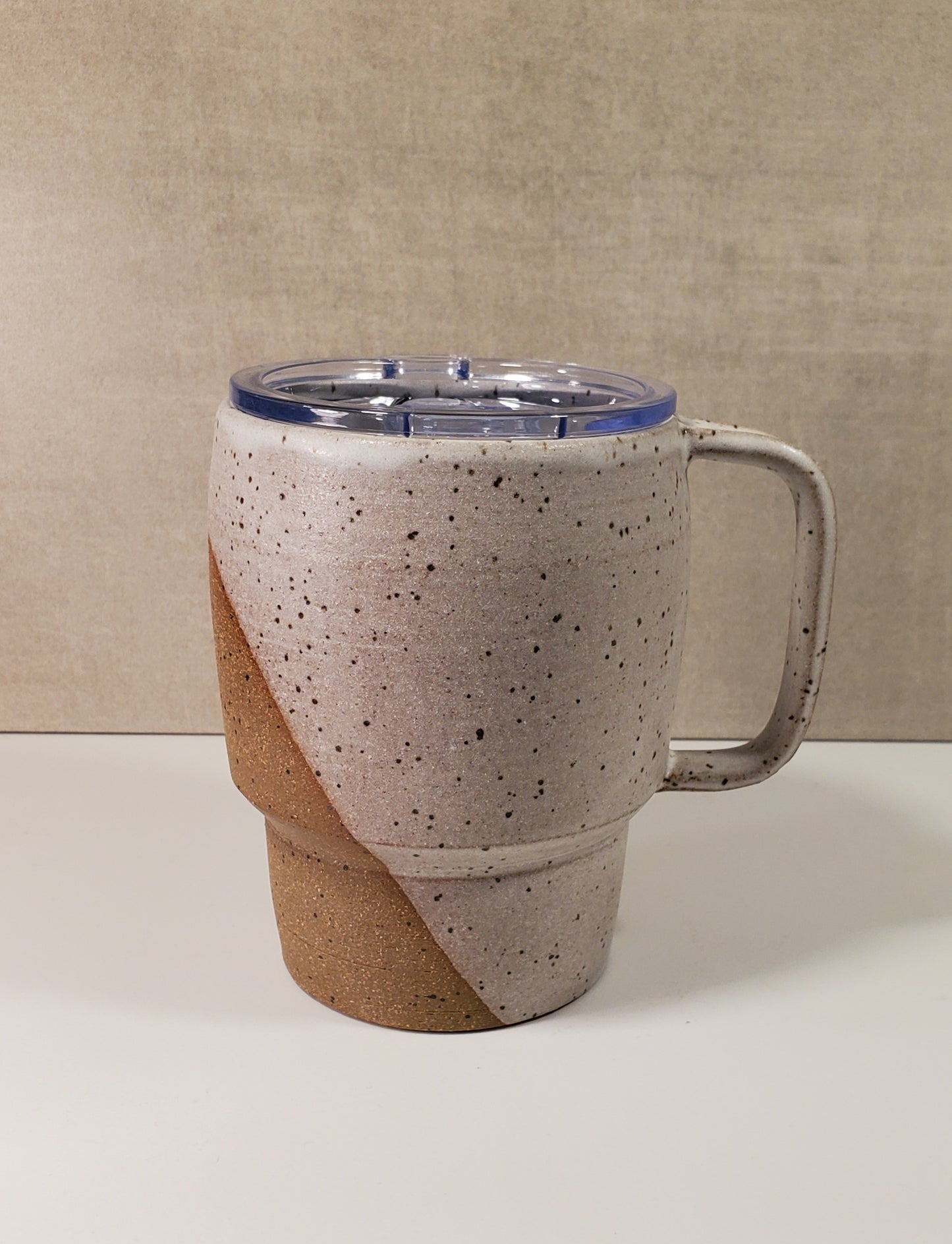 Sideline Travel Mug (Matte White Speckle Glaze) - Colorado Pottery