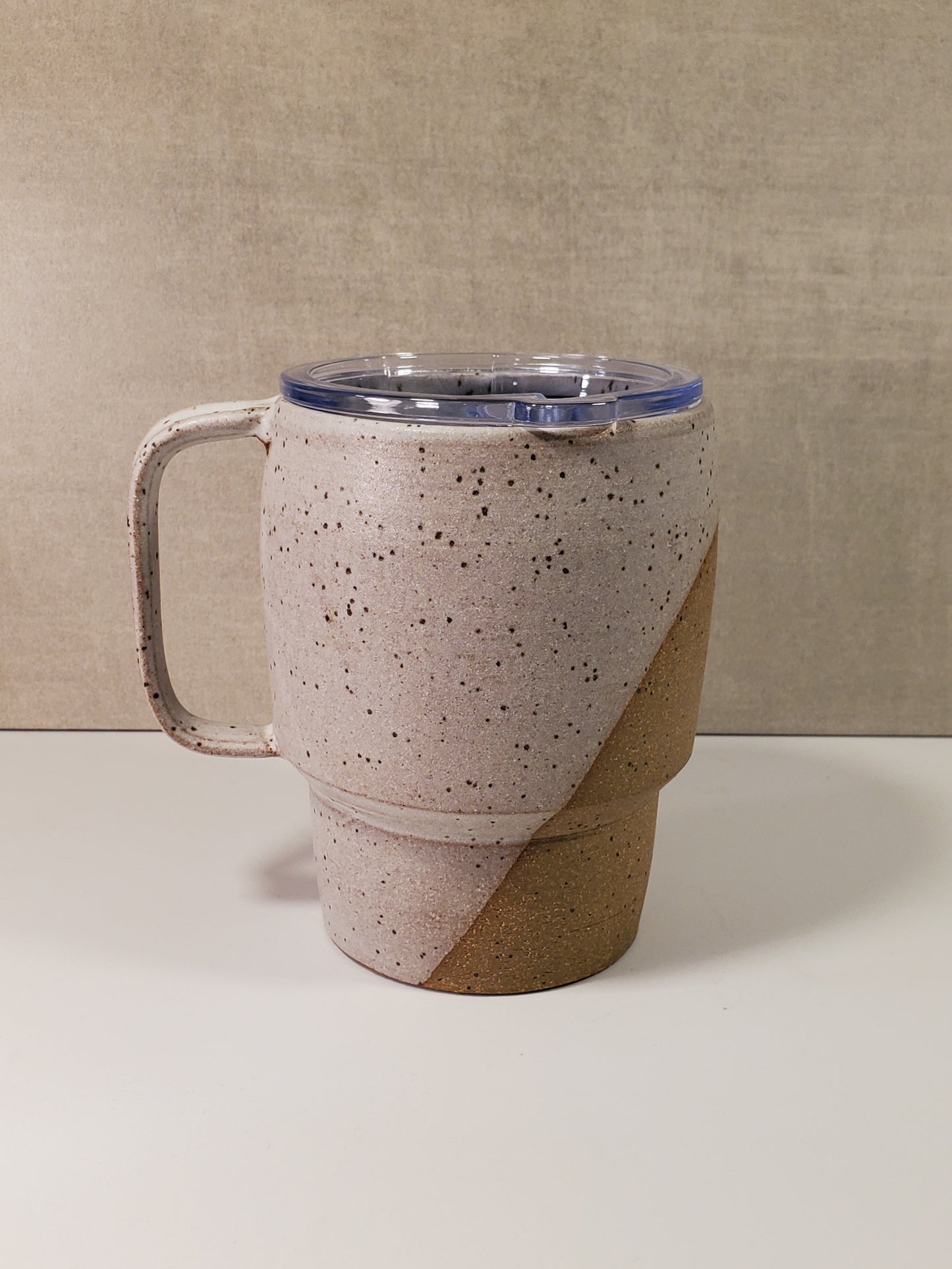 Sideline Travel Mug (Matte White Speckle Glaze) - Colorado Pottery