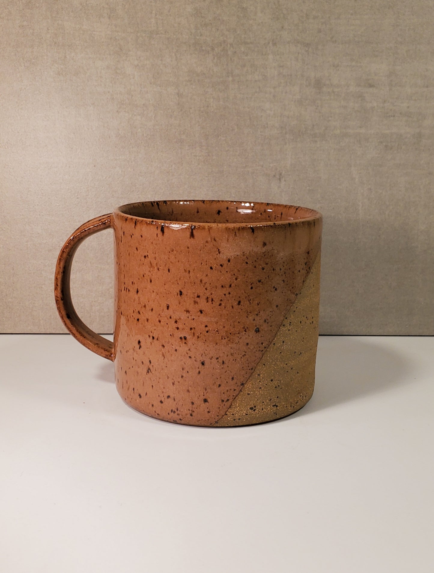 Modern Half-Dip Ceramic Speckle Mug - Sunset Glaze // Colorado Pottery