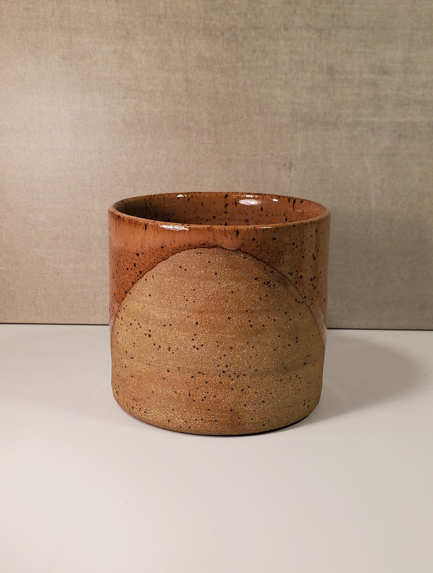 Modern Half-Dip Ceramic Speckle Mug - Sunset Glaze // Colorado Pottery