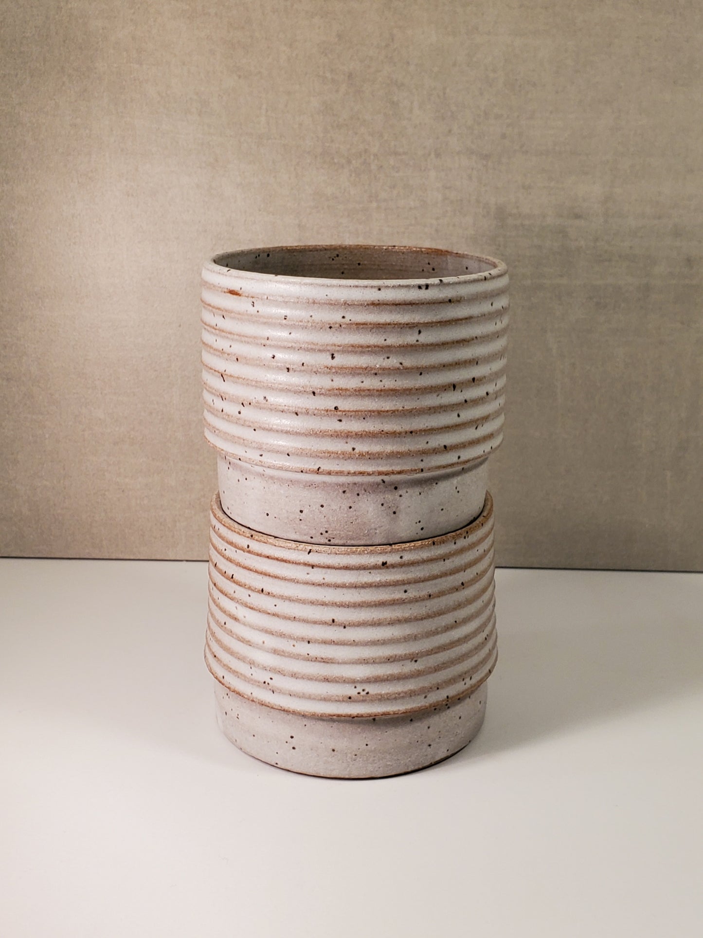 Ribbed Ceramic Cortado Cup - Matte White Glaze