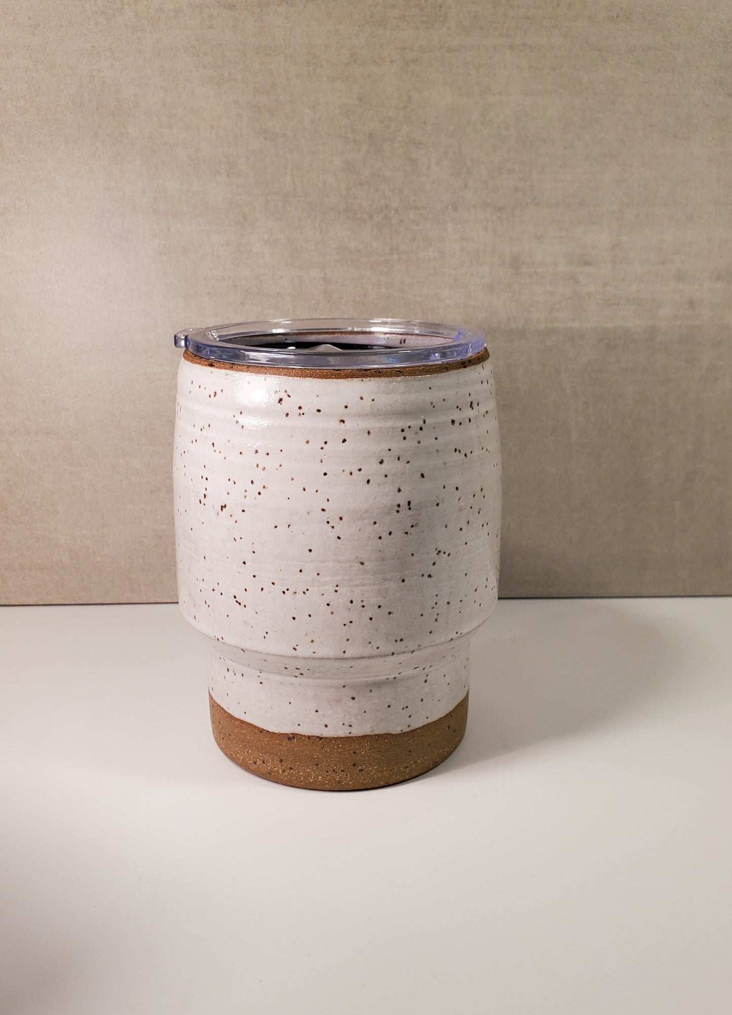 Sideline Ceramic Travel Mug (Modern White Speckle Glaze) - Colorado Pottery