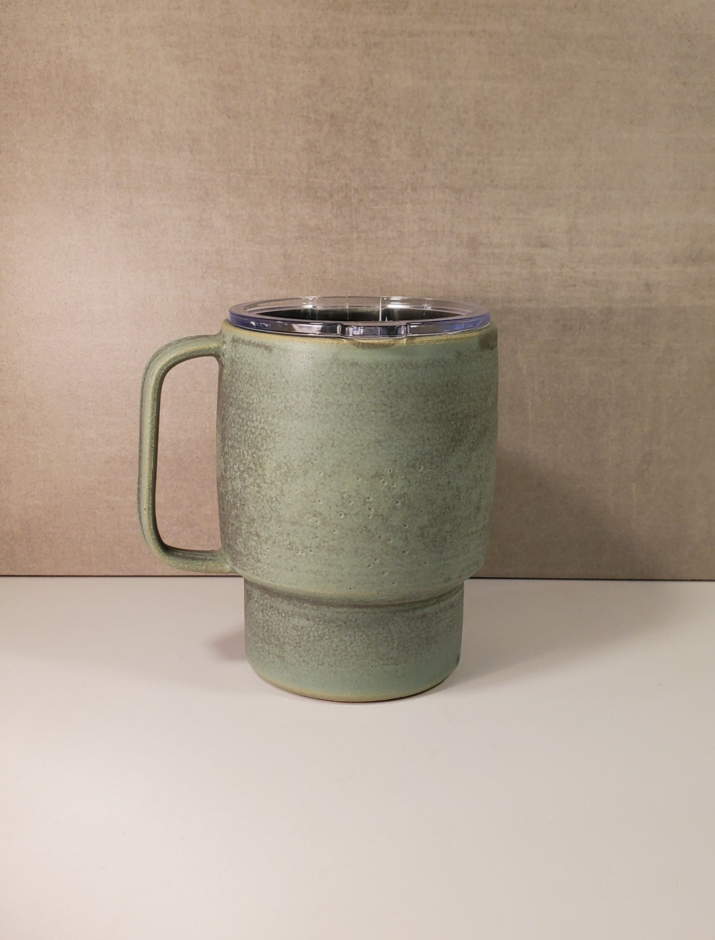 Sideline Ceramic Travel Mug (Alpine Tudra Glaze) - Handmade Lidded To Go Mug