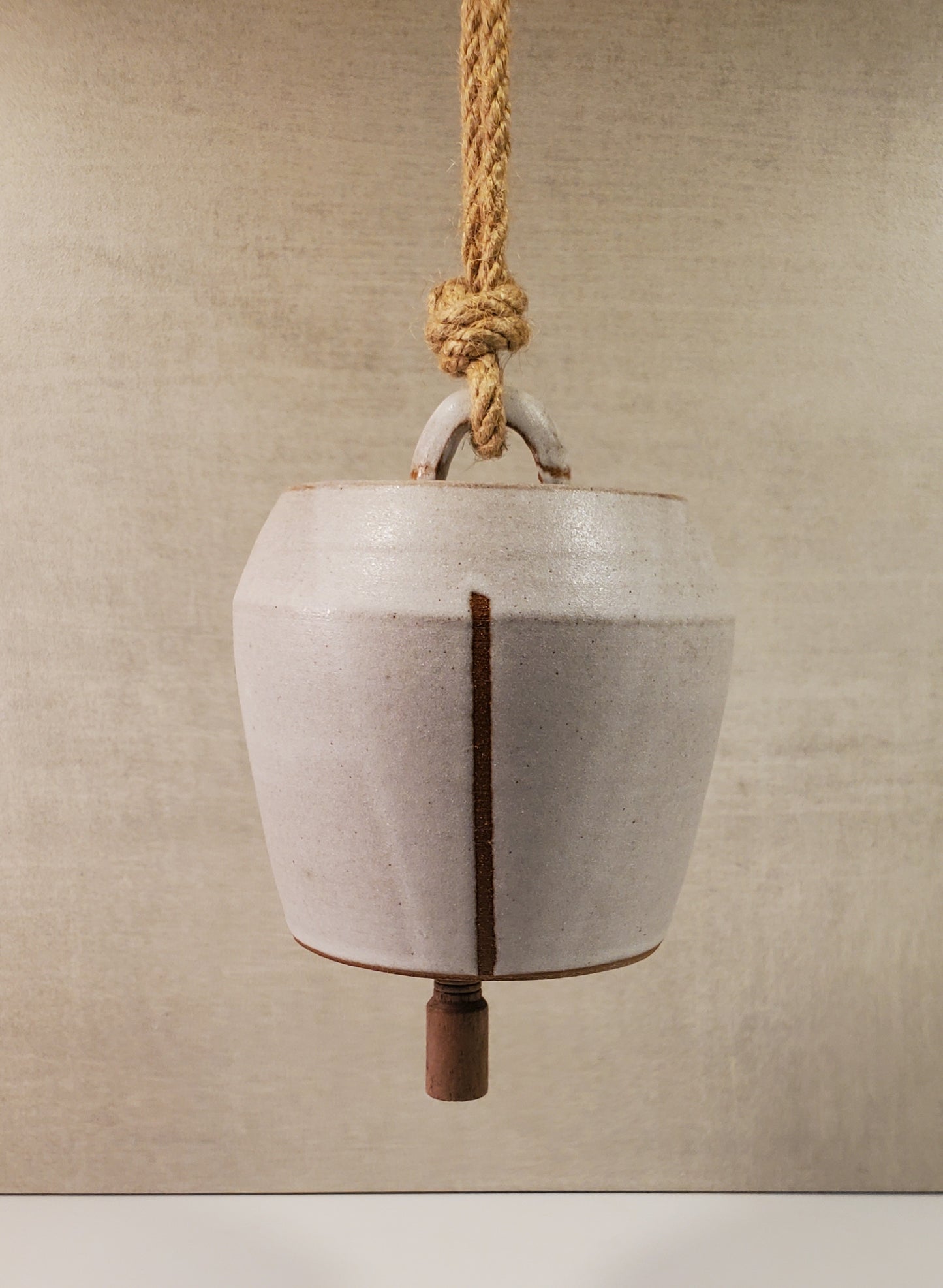 Hanging, Wheel Thrown Ceramic Bell - Nouvelle Collection (Matte White Stripe)