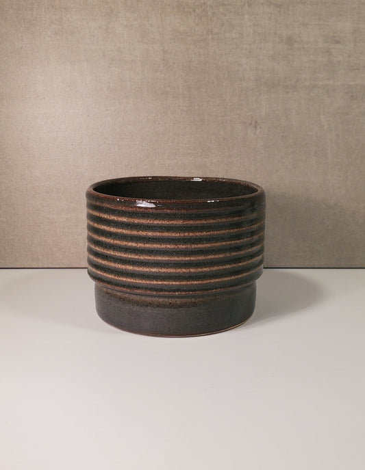 Ribbed Ceramic Cortado Cup - Blue Spruce Glaze / Colorado Pottery