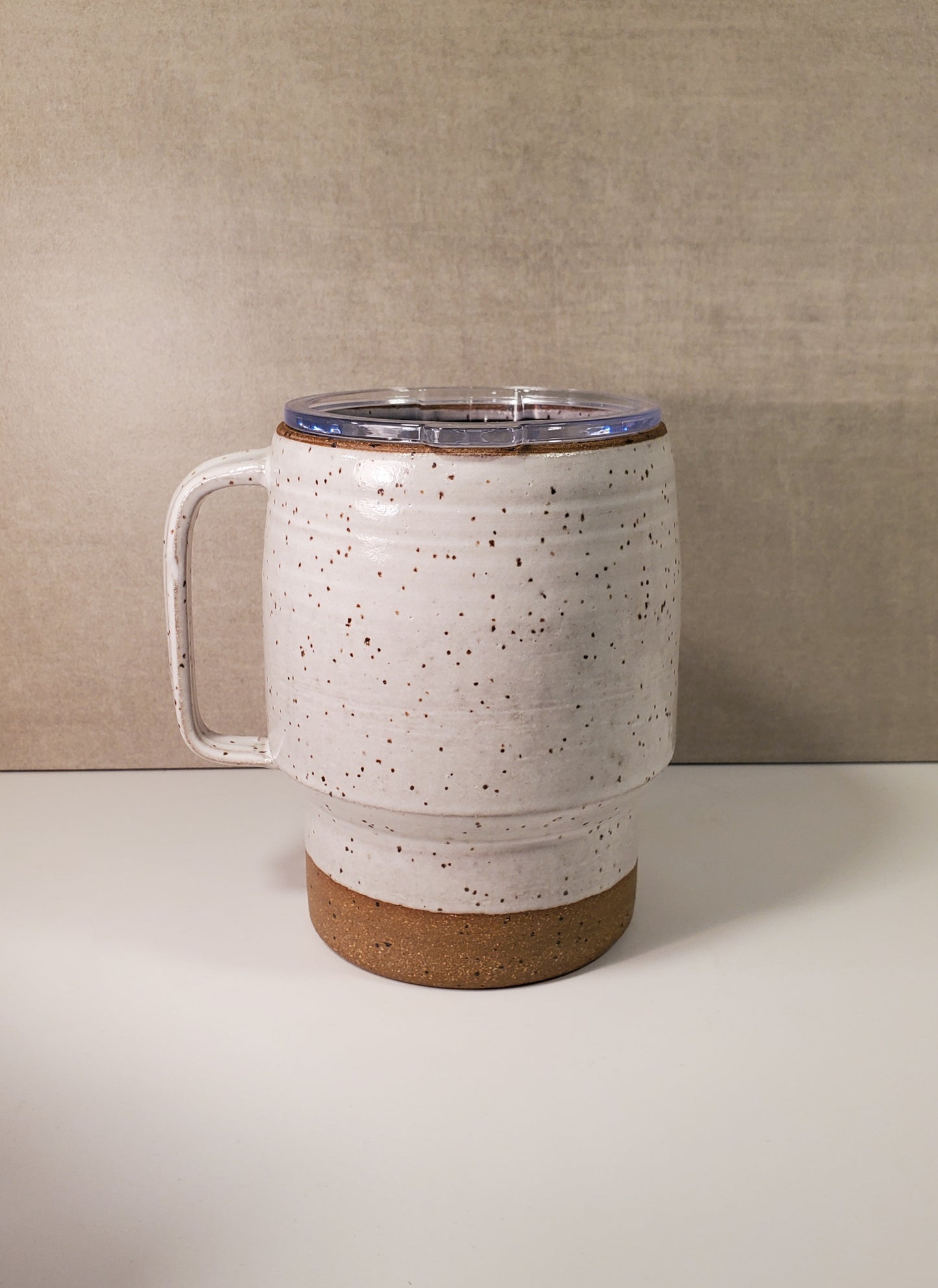 Sideline Ceramic Travel Mug (Modern White Speckle Glaze) - Colorado Pottery